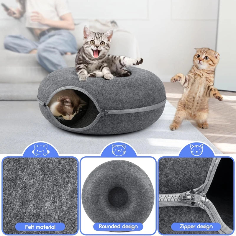 Cozy Cat Donut Tunnel Bed